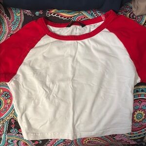 Red and White Kids Raglan Shirt